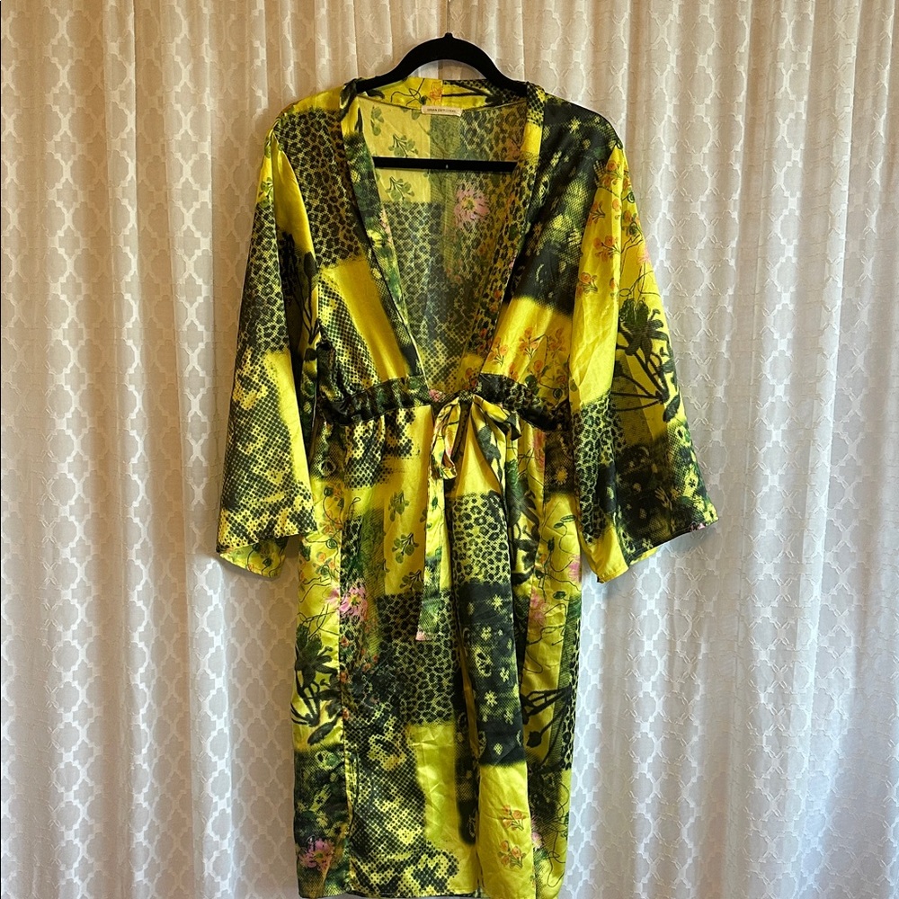 #819 Urban Outfitters Vibrant Yellow and Green Robe